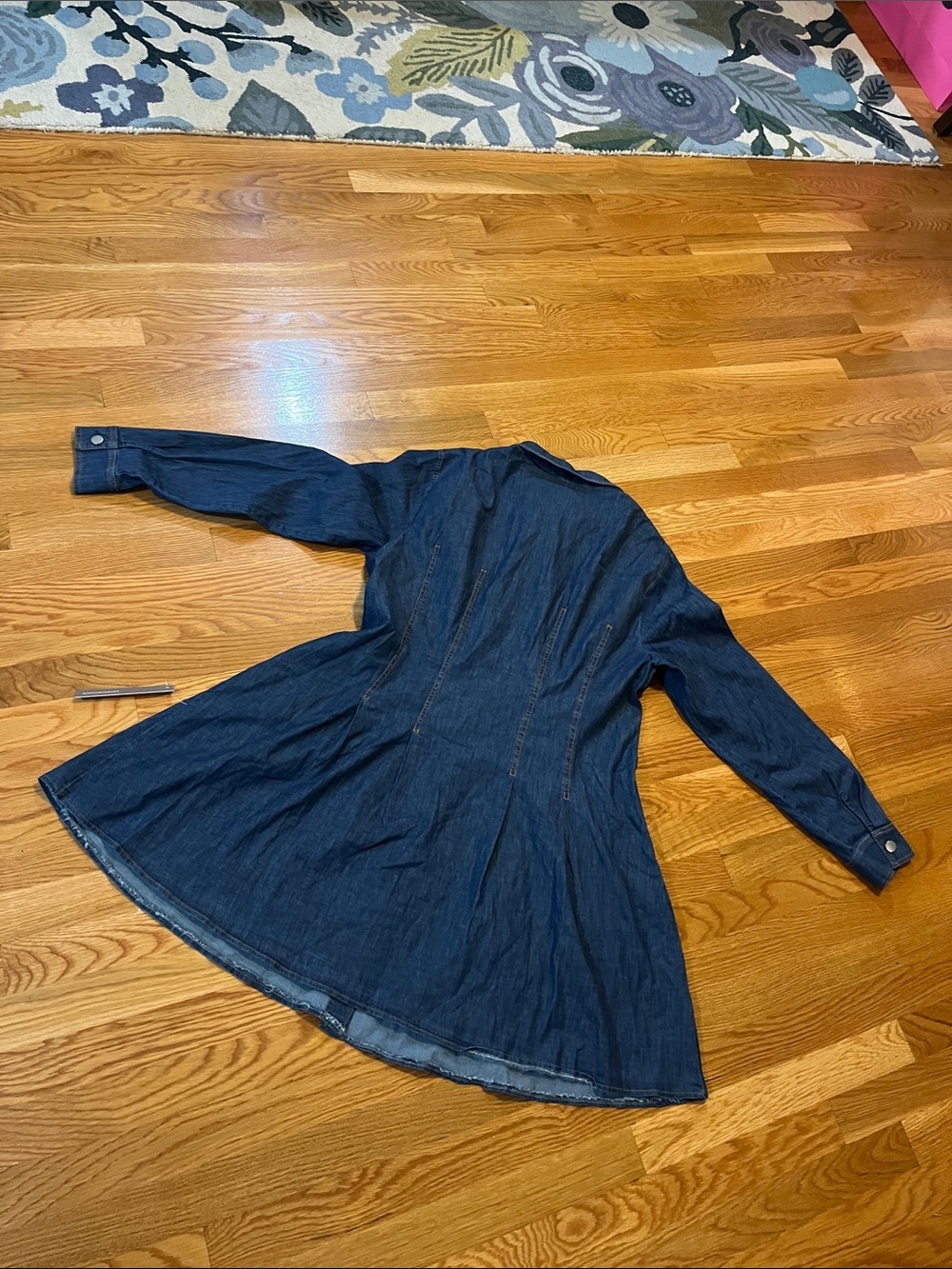 Anthropologie x Exquise Long-Sleeve Waisted Denim Mini Shirt Dress Size XL NWT - Picture 14 of 15
